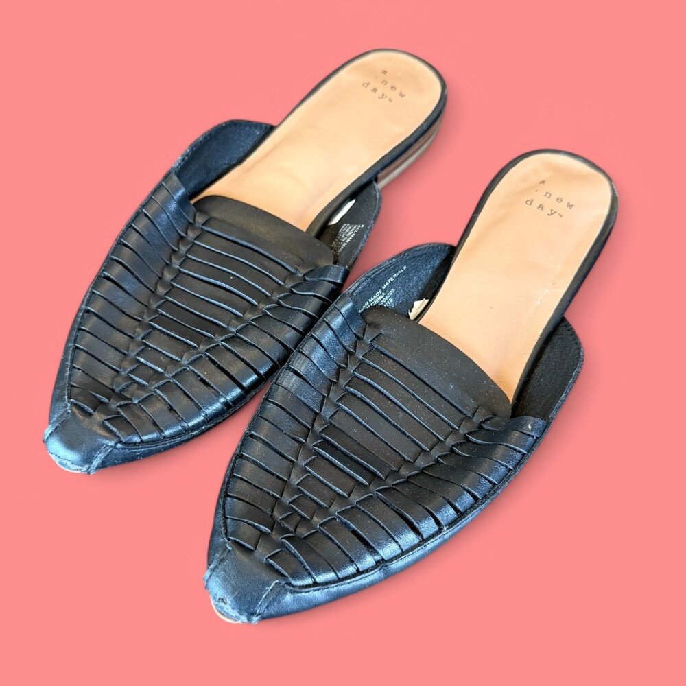 A New Day Blair Woven Mules - Black - Women's Size 8